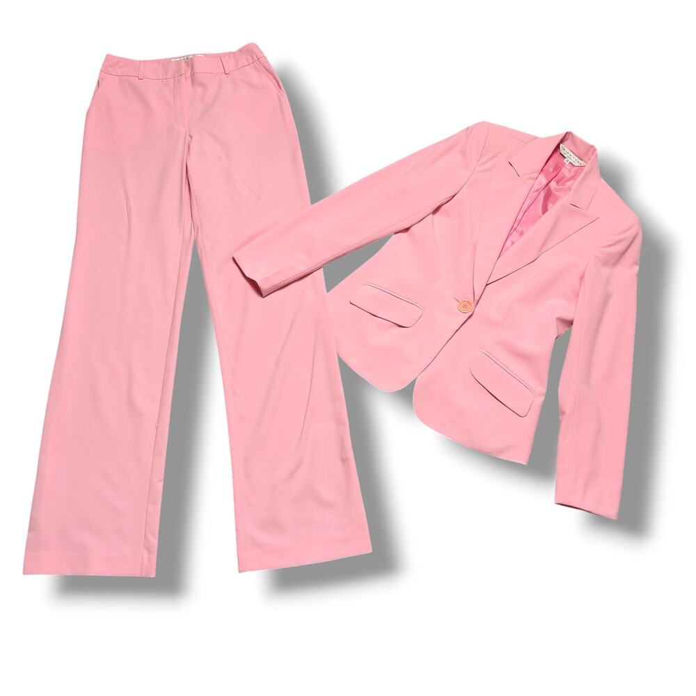 Vintage Y2K Trina Turk Pink Suit Blazer Pants Y2K Elle Woods Legally Blonde Sz 6